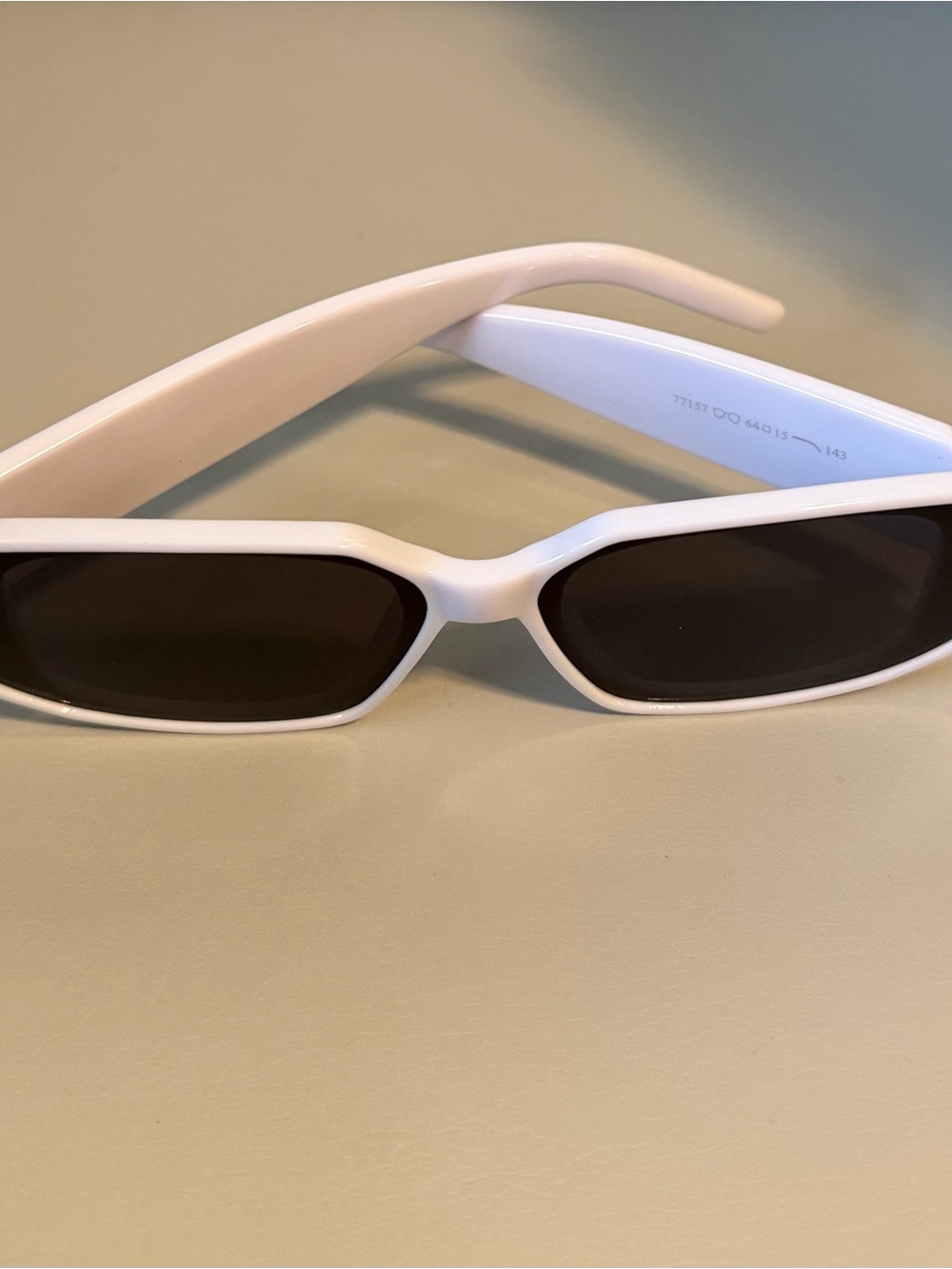 White Narrow Rectangle Sunglasses - Women's Fashion Accessory